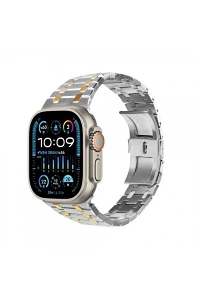 FERRO حزام الساعة الذكية من الفولاذ باللونين الأصفر والفضي FSWMK1004-D