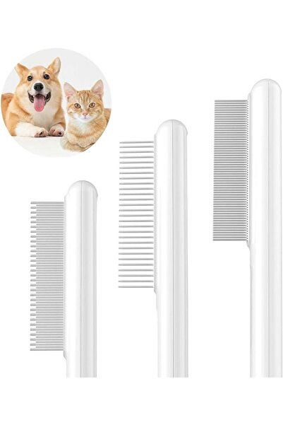 Arabest 3 Packs Cat Combs,Rounded Stainless Steel Teeth,Smooth Tips for Removing Loose Hair,Pet Massage Tool
