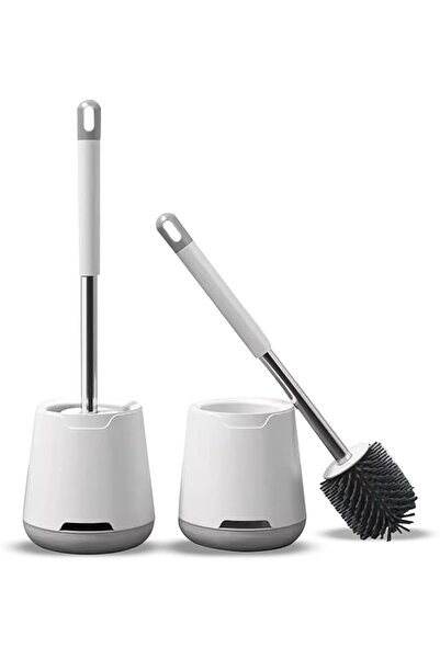 Arabest 2 Piece Toilet Brush and Holder Set, with Ventilated Holder & Long Handle (White)