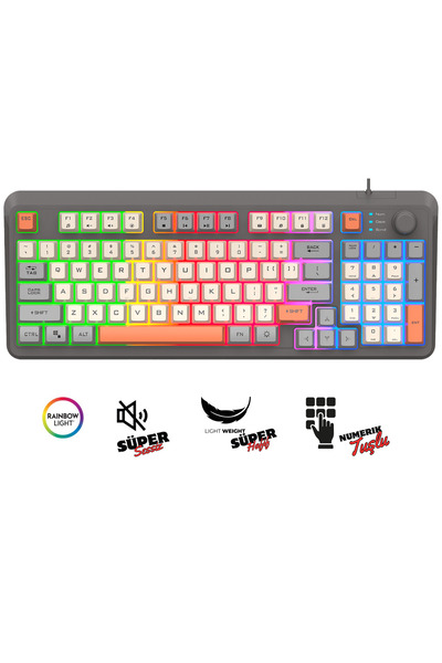 Sarftech K82 Numerik Tuş Süper Hafif Süper Sessiz Gaming & Office Göstergeli Ses ve RGB Kontrol Oyuncu Klavye