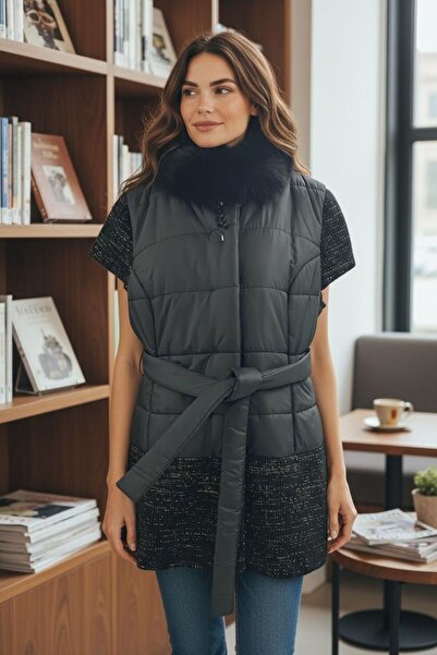 Cristina kapıtone beli desenli yelek