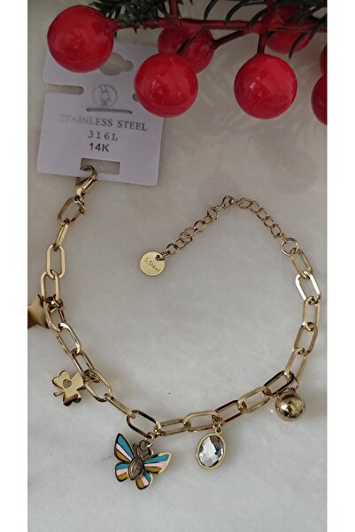 DİAVENTA TAKI VE AKSESUAR سوار من الفولاذ 100% بتصميم فراشة من الفولاذ 316L ل...