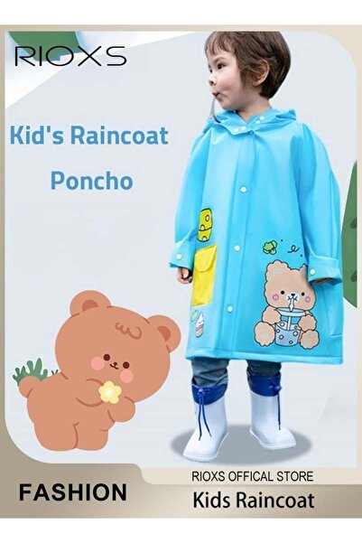 RIOXS معطف واق من المطر للأطفال الأولاد والبنات الصغار مع غطاء حقيبة مدرسية، ...