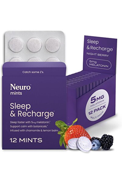 Neuro حلوى النعناع الذائبة للنوم والاسترخاء - تحتوي على 5 ملغ من الميلاتونين،...