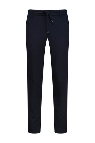 SAYKI Navy Blue Relaxed Fit Side Pocket Jogger Trousers