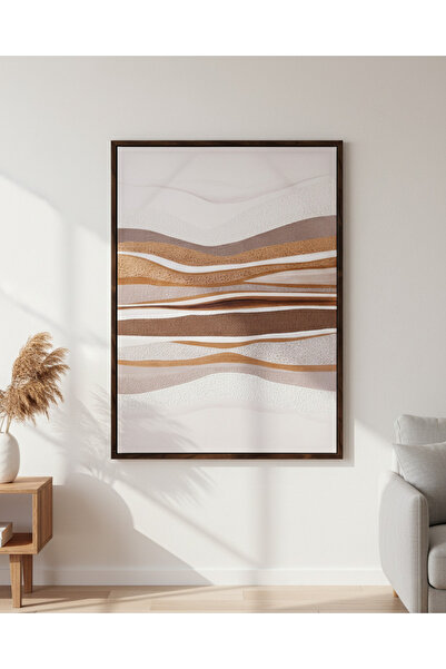 REDTAG Beige Abstract Wave Framed Wall Art