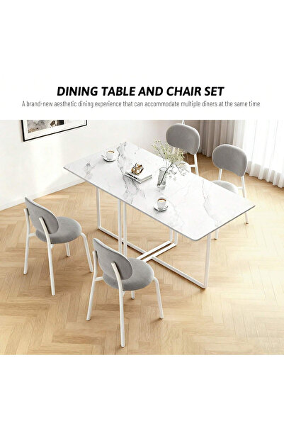 EqiEch طقم طاولة طعام عصري مع 4 كراسي، 120 × 60 × 78 سم