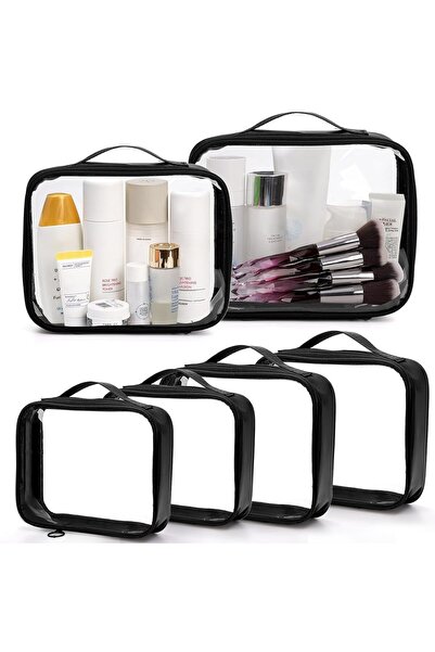 Arabest Clear Makeup Bags,Waterproof Clear with Zipper Handle Toiletry Bag Set,Portable Toiletry Carry Pouch