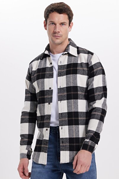 Tudors Men's Slim Fit slim fit checkered winter lumberjack shirt
