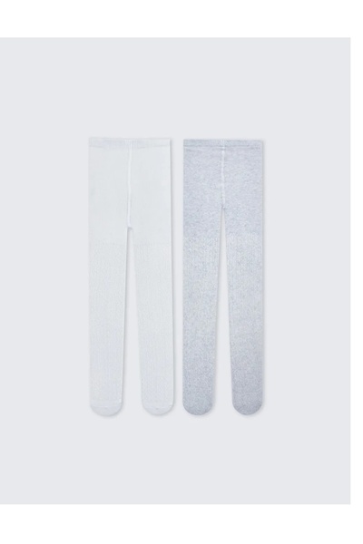 LC Waikiki Lcw Baby White Basic Baby Girl Pantyhose 2-Piece