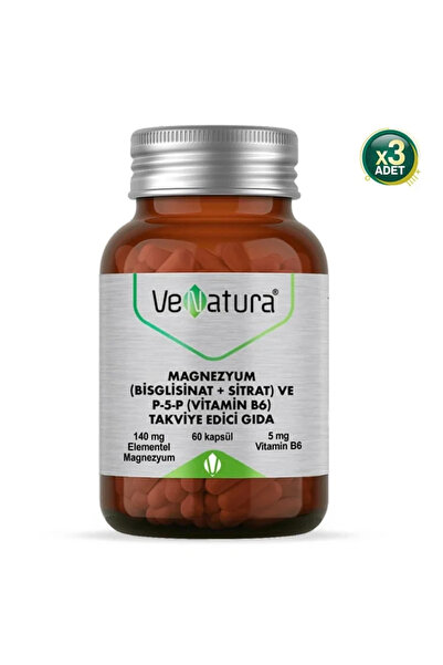 VeNatura Magnezyum Bisglisinat+Sitrat+P5P+B6 60 Kapsül 3 adet