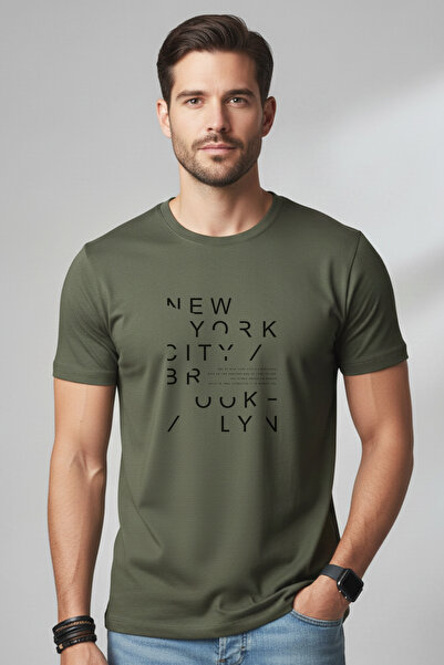 DK DAKSEL Men's New York City Printed Oversized Multi-Color Cotton T-Shirt