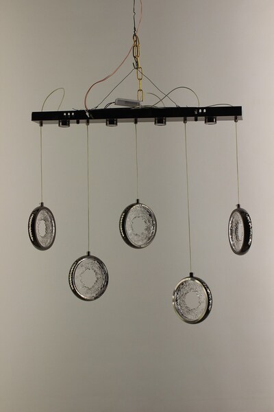 GN GEN AYDINLATMA Görkemli Siyah Platin Kristal Işıltılı Halka Tasarım 5'li S...