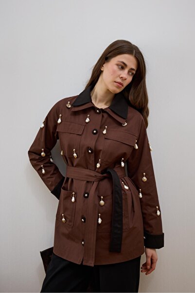 Hilay Parka Düğmeli Özel Aksesuarlı Parka KAHVERENGİ