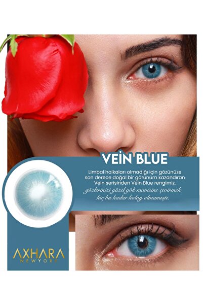 Axhara Newyork Vein Blue Mavi Renkli Göz Lensi Kirpik Yıllık