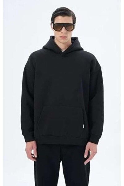 Store 100% Cotton Premium Series Black Oversized Hooded Sweatshirt - Kangaroo Pocket Hoodie