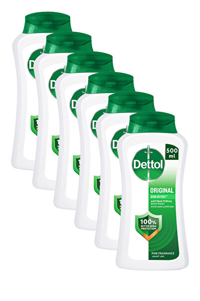Dettol جل استحمام وغسول للجسم أصلي، برائحة الصنوبر، 500 مل × 6