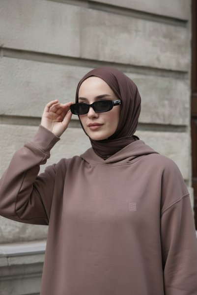 Zeneva Collection Hanorac cu glugă din bumbac de nurcă, cu 2 fire