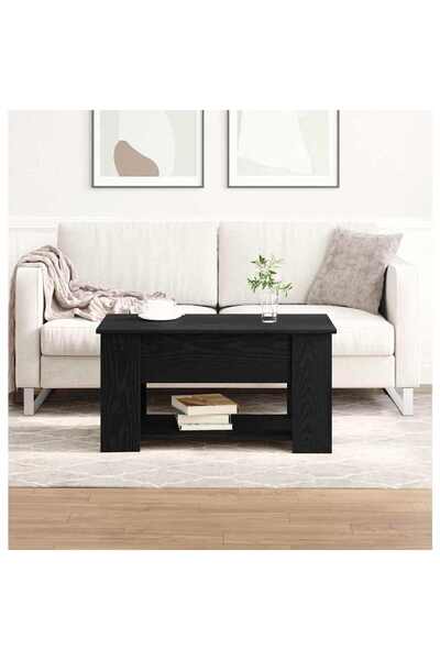 vidaxl Coffee Table Black Oak 79 x 49 x 41 cm Engineered Wood