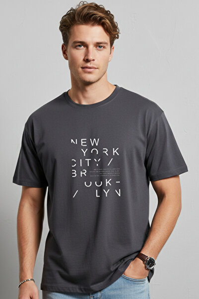 DK DAKSEL Ανδρικό μπλουζάκι New York City με τύπωμα oversized πολύχρωμο βαμβα...