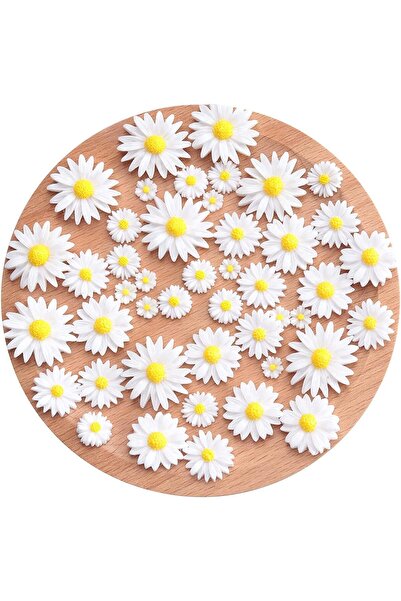 Bukela Daisy Flowers from Resin, Small Epoxy Comments Decorated with Artificial Daisy Flower, 50 Pieces fro