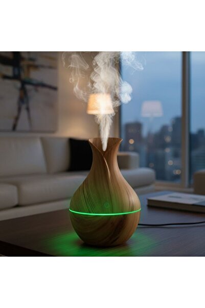 WiderMarkt Ahşap Görünüm Ultrasonik Aroma Difüzörü & Hava Nemlendirici -LED I...