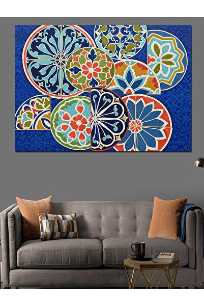 Artmeg Pânză decorativă cu model geometric Mandala colorată - Tablou din lemn...