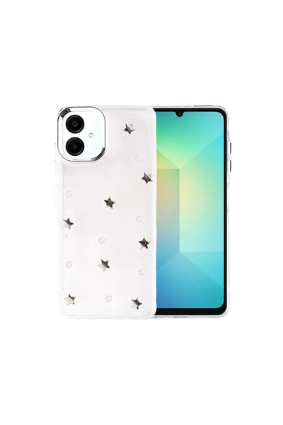 UnDePlus غطاء لهاتف سامسونج جالاكسي A07 4G شفاف مع نقش بارز ونمط لامع على شكل فيونكة