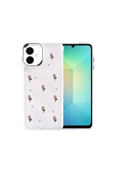 UnDePlus غطاء لهاتف سامسونج جالاكسي A07 4G شفاف مع نقش بارز ونمط لامع على شكل فيونكة