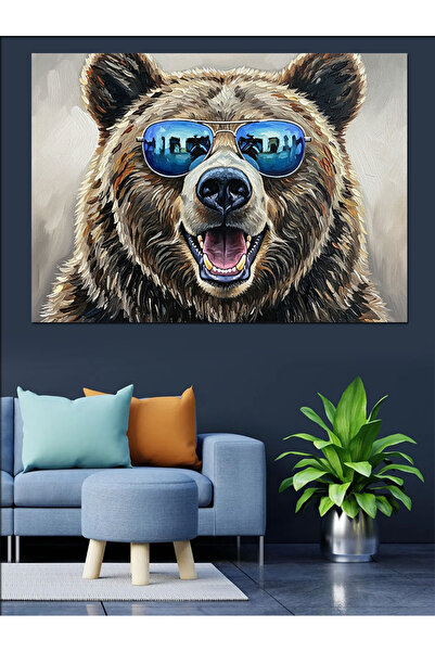 Artmeg Ursul cool cu ochelari, tablou decorativ minimalist din pânză - Tablou...