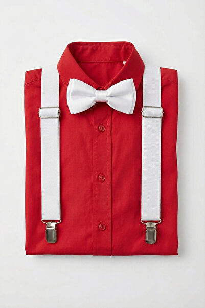 FATELLA Children's White Adjustable Suspender Bow Tie Set - April 23 October ...