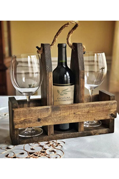 AKA DESIIGN Masif Ahşap Şişelik ve Kadehlik Dekoratif Ahşap Düzenleyici ( yar...