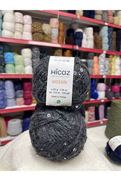 HİCAZ YARN Moher İri Pullu AntrasitÇanta/ Örgü ipi Yumaklar 50 gr x 2= 100 gr