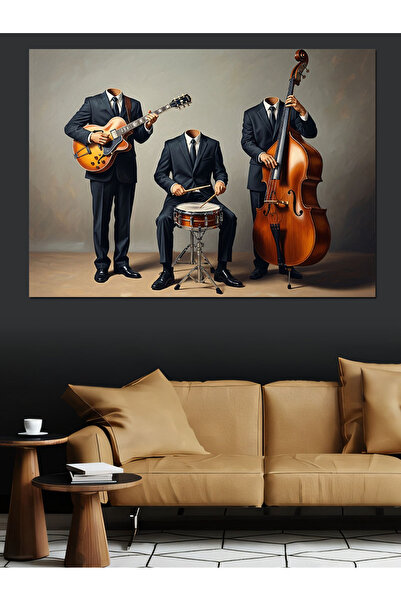 Artmeg Pânză decorativă cu muzicieni de jazz invizibili la concert stradal - ...