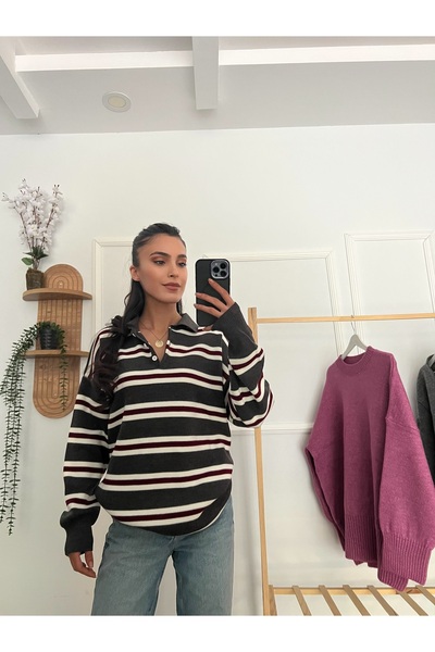 şev butik Striped Long Sweater