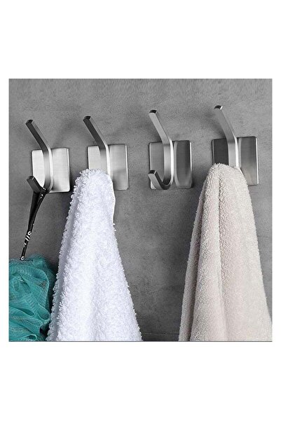 Saharaz Self Adhesive Hooks 4 Pack, Brushed Stainless Steel Adhesive for Hang...