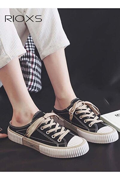 RIOXS Women's Classic Canvas Mules, Comfortable Slip-On Mule Backless Shoes, Fashinable Casual Canvas Slip