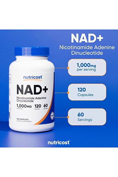 Nutricost نيكوتيناميد أدينين (NAD+) 1000 ملغ، 120 كبسولة