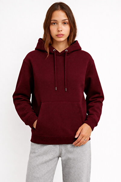 KaeLaurean Women's Cotton Basic Hooded 3 Thread Sweatshirt Hoodie