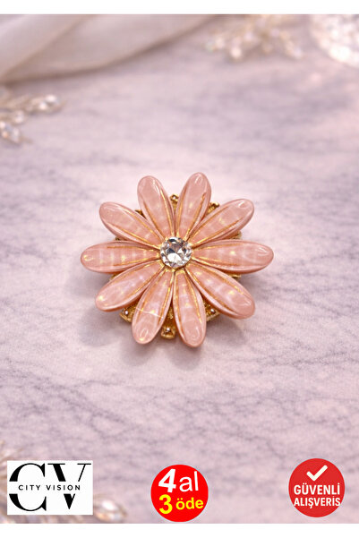 cityvision Mini agrafă de păr cu model de flori roz cu detalii de cristal – Agrafă elegantă și rafinată 2,5 cm