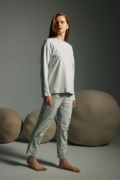 Hays Kadın Pamuklu Kaşkorse Uzun Kollu Pijama Üstü