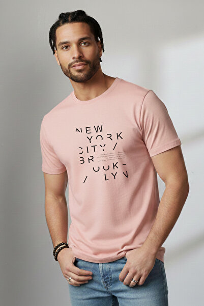 DK DAKSEL Men's New York City Printed Oversized Multi-Color Cotton T-Shirt