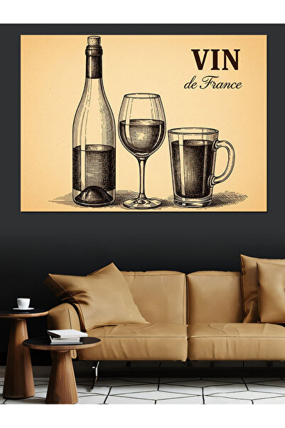 KanvasSepeti Μπουκάλι κρασιού Υψηλής ποιότητας ελαιογραφία Με υφή Καμβάς Καμβ...