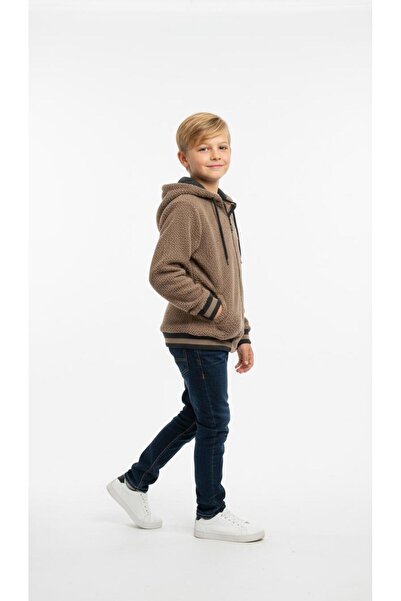 RBL COLLECTİON Erkek Çocuk Peluş Kapüşonlu Polar Sweatshirt Fermuarlı