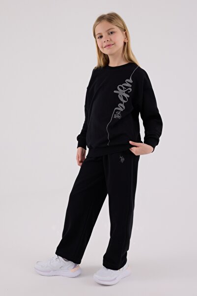 U.S. Polo Assn. طقم رياضي بناتي أسود