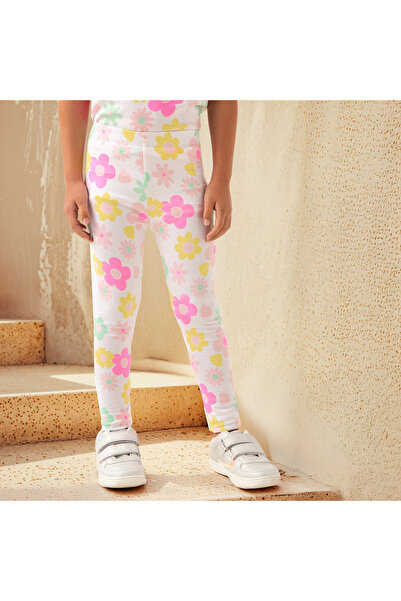 Juniors Floral Print Leggings with Elasticated Waistband
