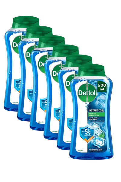 Dettol جل استحمام وغسول للجسم برائحة المنثول والأوكالبتوس، ٥٠٠ مل × ٦