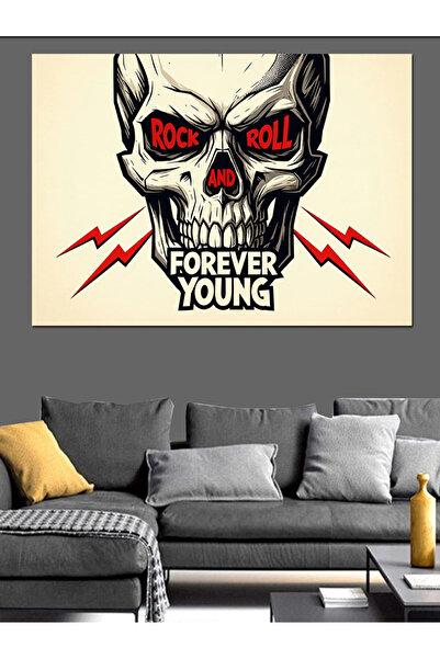 Artmeg Skull Lightning Always Young Decorative Canvas - Mdf Wood Painting
