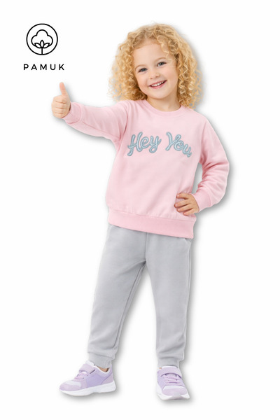 HK HOPKİDS Момичешки комплект от блуза и пола с бродерия от две нишки