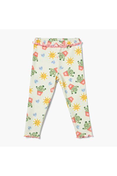 Juniors Printed Leggings with Frill Detail and Elasticated Waistband